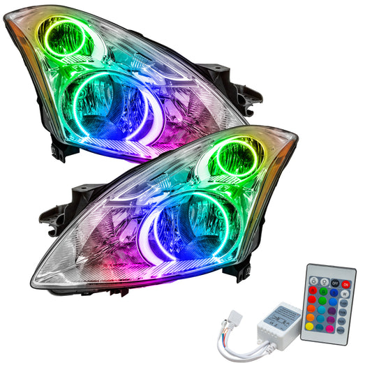 Oracle Lighting Nissan Altima 10-12 sedan SMD Headlights with ColorSHIFT and simple controller, showcasing sleek LED lighting design.