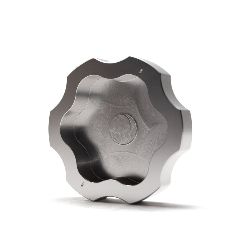 Wehrli Ford Super Duty 6.7L Power Stroke radiator cap with billet construction and clear finish, designed for power steering reservoir.