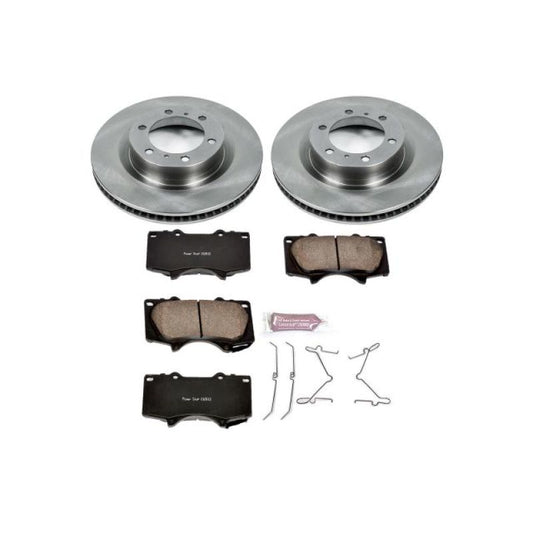 PowerStop OE brake kit for 2007-2015 Mazda CX-9 front brakes with rotors and pads, high-performance brake components.