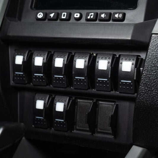 SPOD sPOD 2022+ Polaris RZR Pro R BantamX switch panel kit in green, featuring multiple switches and control interface.