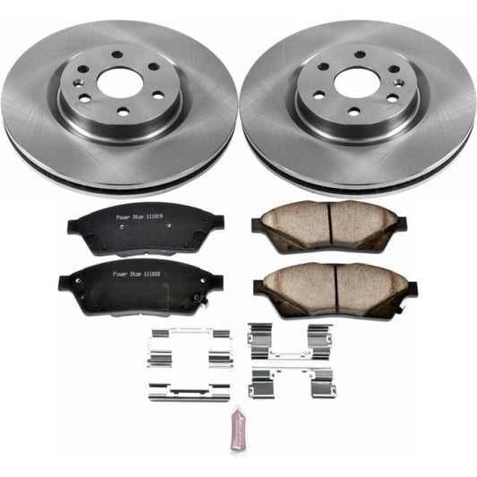 PowerStop OE brake kit for 2010-2016 Cadillac SRX, front autospecialty brake system with rotors and pads installed.