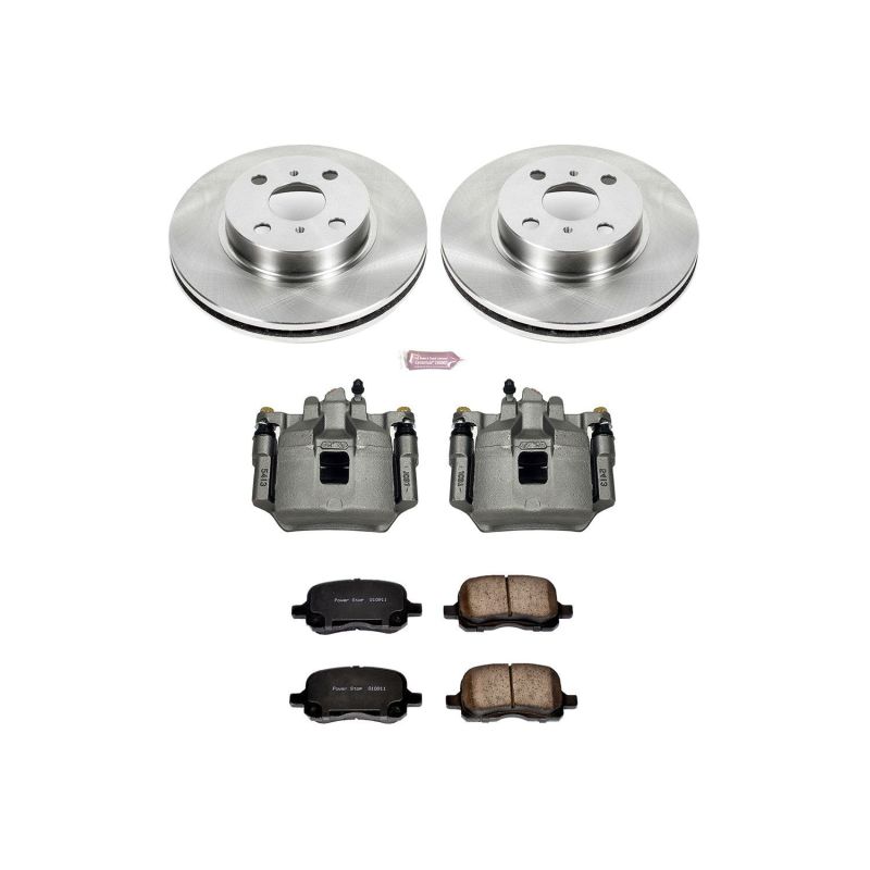 PowerStop OE front brake kit with calipers for 1998-2002 Chevrolet Prizm, including brake rotors and calipers.