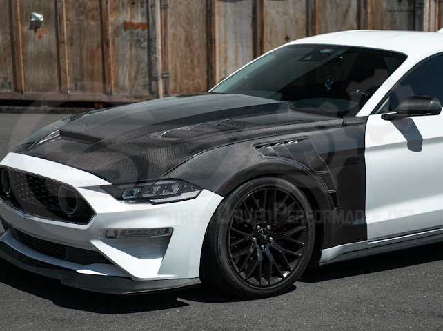 2018-2023 Ford Mustang S550 | GT500 Style Carbon Fiber Front Side Vented Fenders PAIR