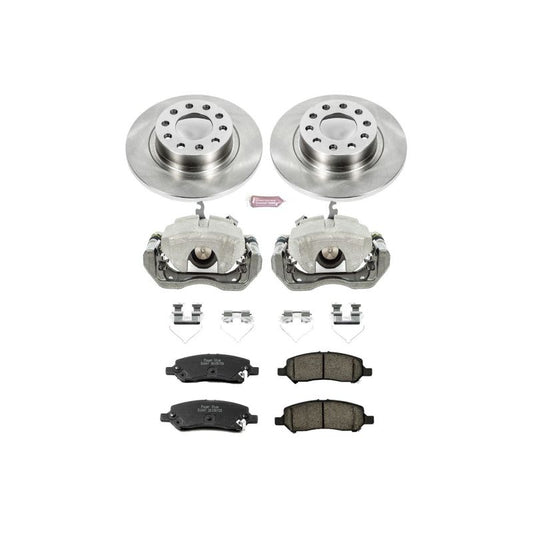 PowerStop OE rear brake kit with calipers for Dodge Dart 2013-2016, includes brake rotors and hardware, automotive repair parts.
