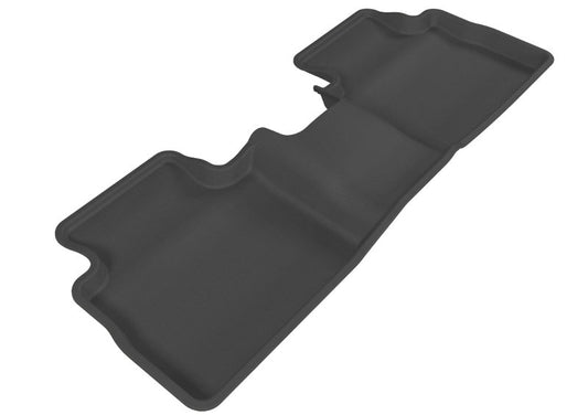 Black 3D MAXpider rubber floor mats for Nissan Rogue 2008-2013 second row, featuring textured surface and precise fit.