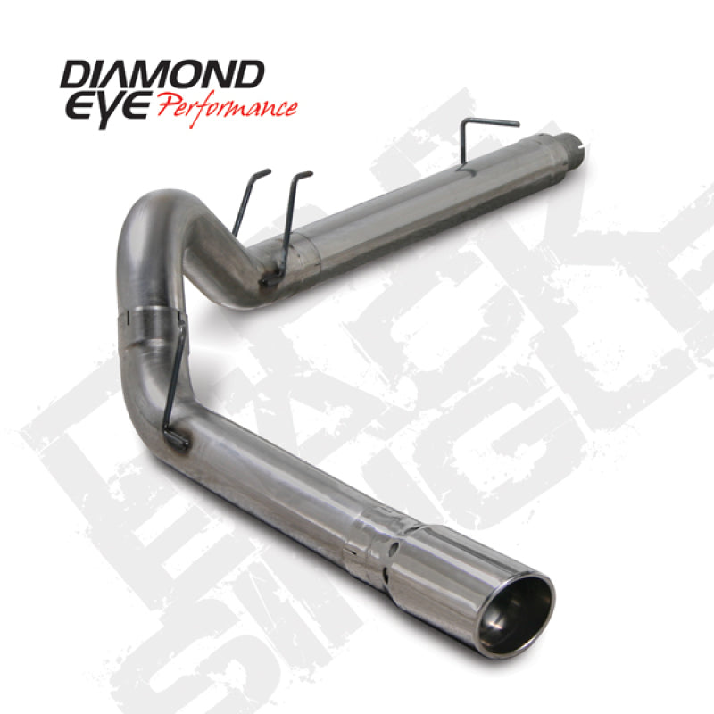 Diamond Eye Performance DPF Back exhaust system for 2008-2009 Ford F250/F350 6.4L diesel, single stainless steel pipe with packaging.