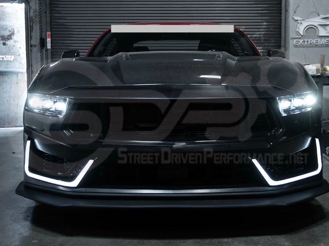 2024-Up Mustang S650 EcoBoost & GT | Dark Horse Style Front Bumper Full Replacement Kit w/ LED Light Side Grille