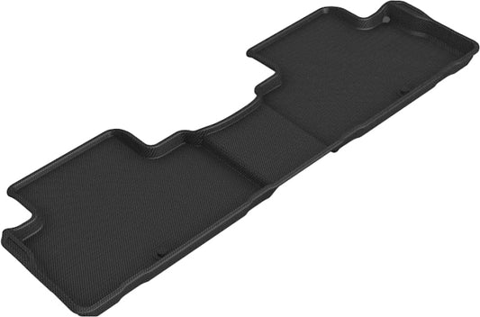 Black rubber 3D MAXpider Kia Telluride Kagu 2nd row floor mats showing textured surface and custom fit for vehicle interior.