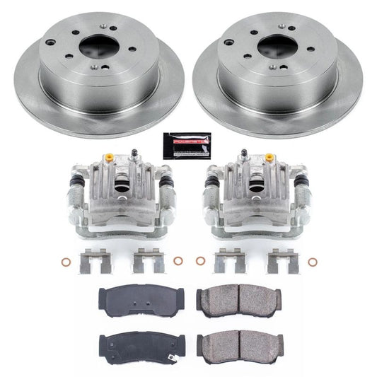 PowerStop rear brake kit with calipers for 2007-2009 Hyundai Santa Fe, OEM-style brake components for reliable stopping power.