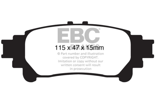 EBC Greenstuff rear brake pads for Lexus GS350 3.5 RWD, performance brake pads with green friction material for improved stopping power