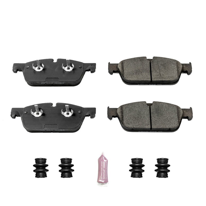 PowerStop Z23 Evolution Sport brake pads for Mercedes-Benz GL350 2013-2016 front, including hardware, high-performance brake replacement.