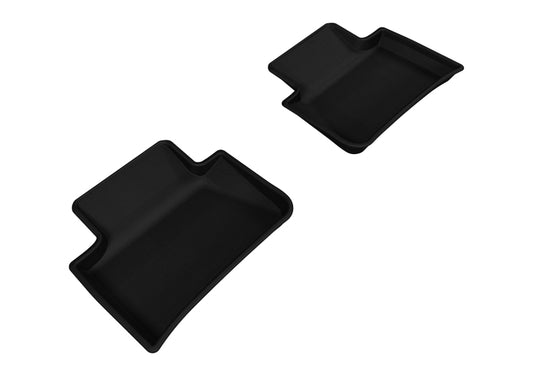 Black 3D MAXpider rubber floor mats for Porsche Macan 2014-2019 second row, featuring custom fit and textured surface.