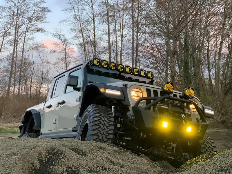 Oracle Lighting smoked lens LED front sidemarker light strip for Jeep Wrangler JL, enhancing visibility and style.