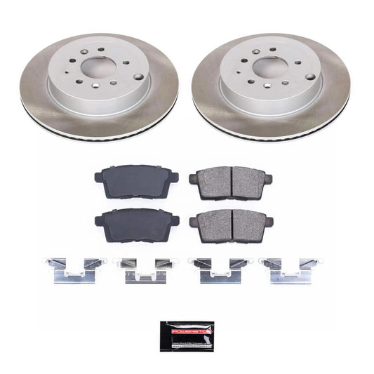 PowerStop rear semi-coated brake rotor kit for Mazda CX-9 2007-2015, performance brake kit with blank rotors and detailed surface.