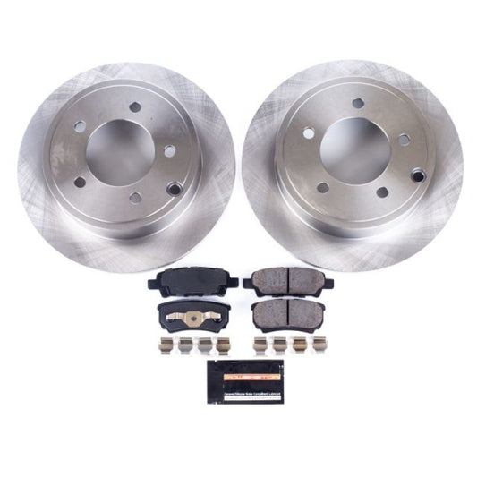 PowerStop rear brake kit for 2011-2014 Chrysler 200, Autospecialty OE brake system with brake rotors and pads installed.