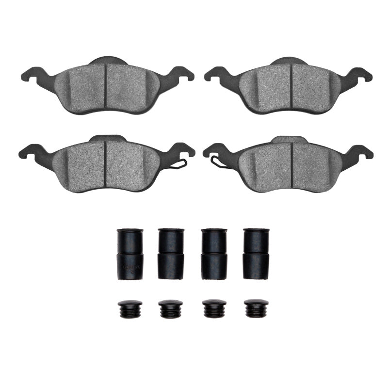 R1 Concepts OE front semi-metal brake pads and hardware kit for Ford Focus R1 00-04, including brake pads and hardware components.
