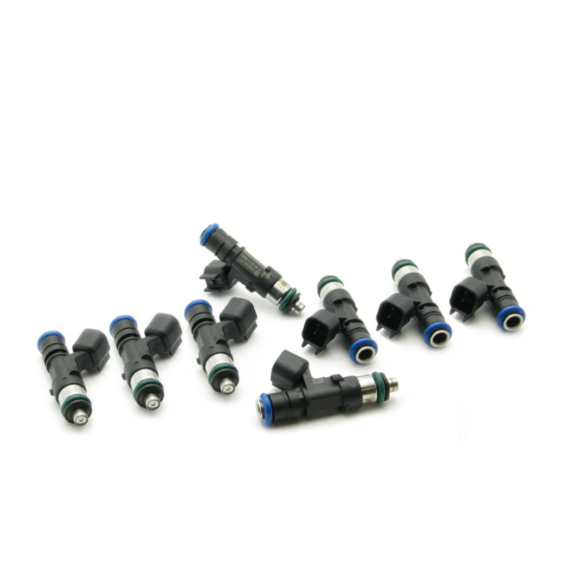 DeatschWerks LS2 / 5.7L & 6.1L HEMI 72lb fuel injector set for 8-cylinder engines, showing eight high-performance injectors.