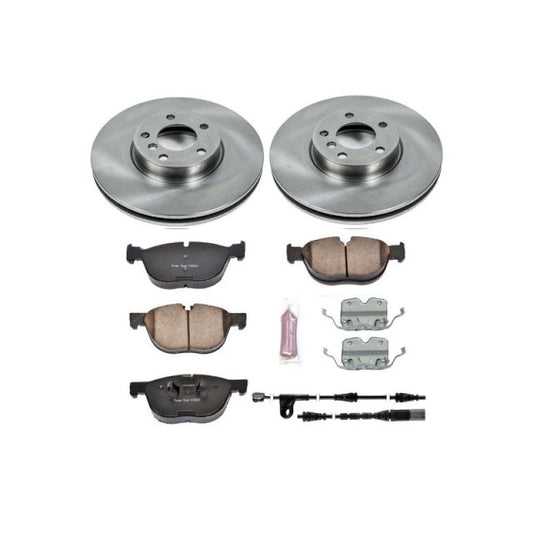 PowerStop OE brake kit for BMW X5 (2011-2018) front autospecialty brake system with brake pads and rotors installed.