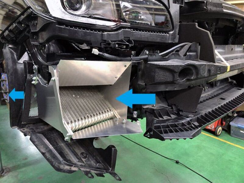 HKS S Type O/C Kit VAB WRX STI black oil coolers installed, showcasing sleek black finish and compact design for enhanced cooling performance.