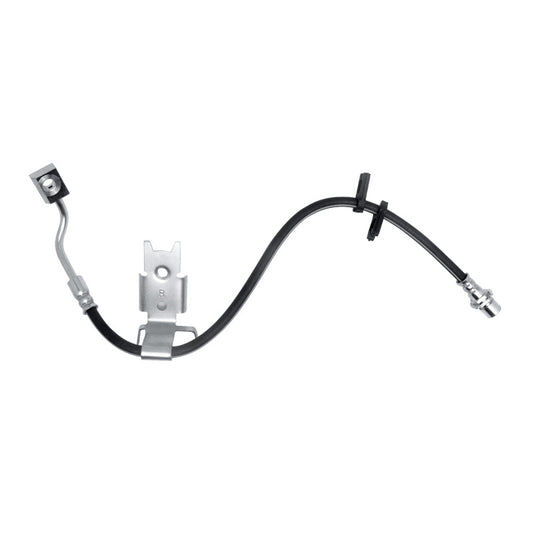DFC 15-21 Dodge Charger front brake hose from brake line kit, showing the flexible rubber brake line with metal fittings.