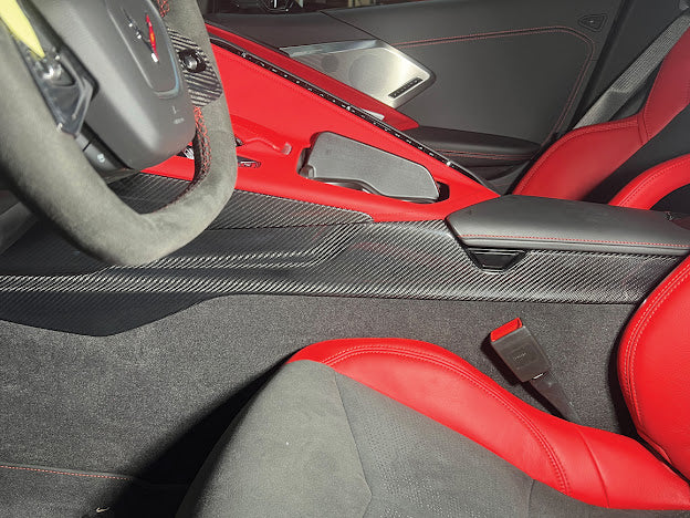 2020+ CORVETTE C8 | FACTORY STYLE CARBON FIBER CENTER CONSOLE SIDE PANEL TRIM VENT COVER