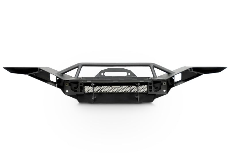 DV8 Offroad steel front bumper for Jeep Wrangler JK, JL, and Gladiator JT; rugged off-road vehicle bumper with reinforced steel construction.