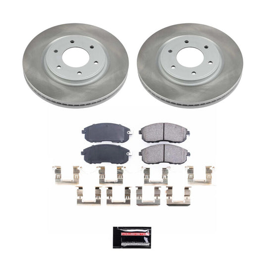 PowerStop performance front semi-coated brake rotor kit for 2007-2013 Nissan Altima, featuring high-quality brake components