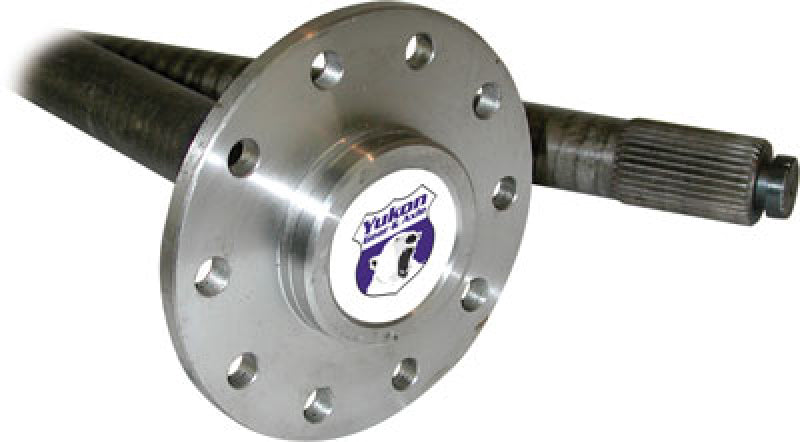 Yukon Gear 1541H axle for 91-96 GM Caprice and Impala 8.5-inch drivetrain axle, showing the metal shaft and splines.