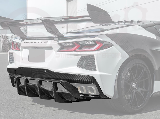 2020-UP CORVETTE C8 | CARBON FIBER REAR BUMPER DIFFUSER QUAD EXIT
