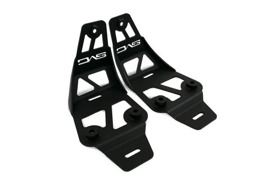DV8 Offroad Jeep JL 392/JT Mojave Edition dual pod light mounts attached to the front of a Jeep vehicle.