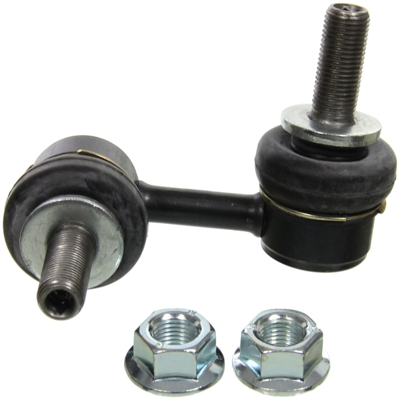 Moog rear left and right sway bar endlinks for Subaru B9 Tribeca, showing metal components attached to vehicle suspension.