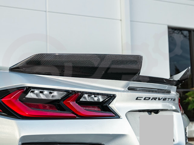 2023-Up CORVETTE C8 Z06 / E-RAY / ZR1 | Z06 FACTORY STYLE CARBON FIBER REAR SPOILER WING WITH 1.5 INCH EXTENDED WICKERBILL WINGLETS