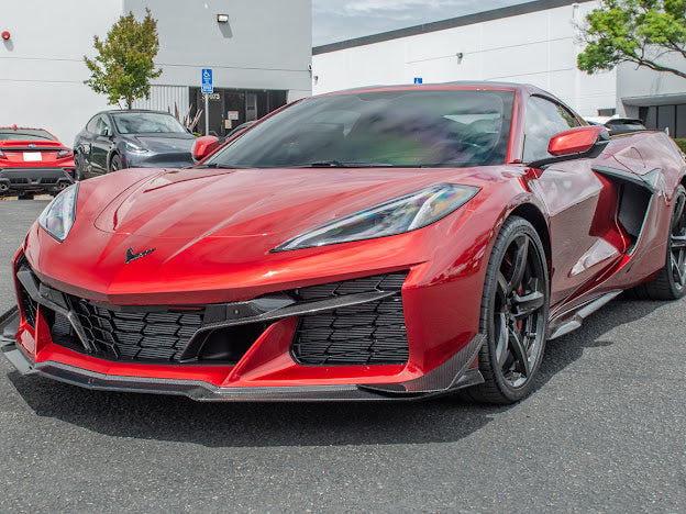 2023+ CHEVROLET CORVETTE C8 Z06 & E-RAY | Z07 PERFORMANCE PACKAGE CARBON FIBER LIP SPLITTER GROUND EFFECTS WITH CANARDS