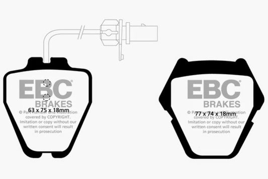 EBC Ultimax2 front brake pads for Audi A6 Quattro 2.7 Twin Turbo sedan, OE style 8 pad set, high-performance automotive brake pads