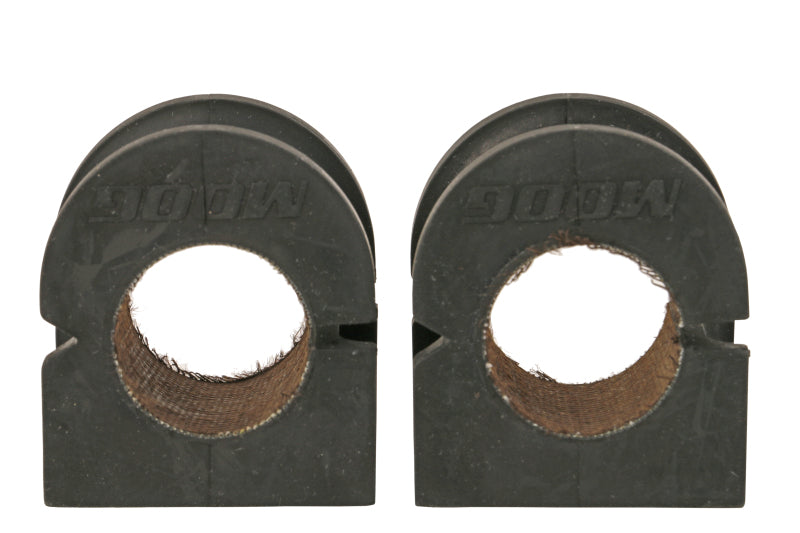 Moog Cadillac Escalade ESV sway bar stabilizer bar bushing kit installed on front to frame suspension components.