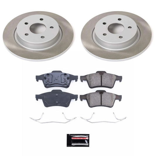 PowerStop rear semi-coated rotor kit for 2005 Volvo V50, performance brake kit with brake rotors and hardware.