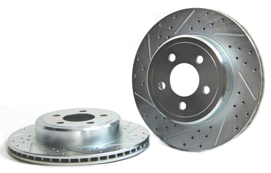 Baer Brakes performance rear rotors for 2006-2023 Dodge Charger and Challenger, slot and drilled design for improved braking.