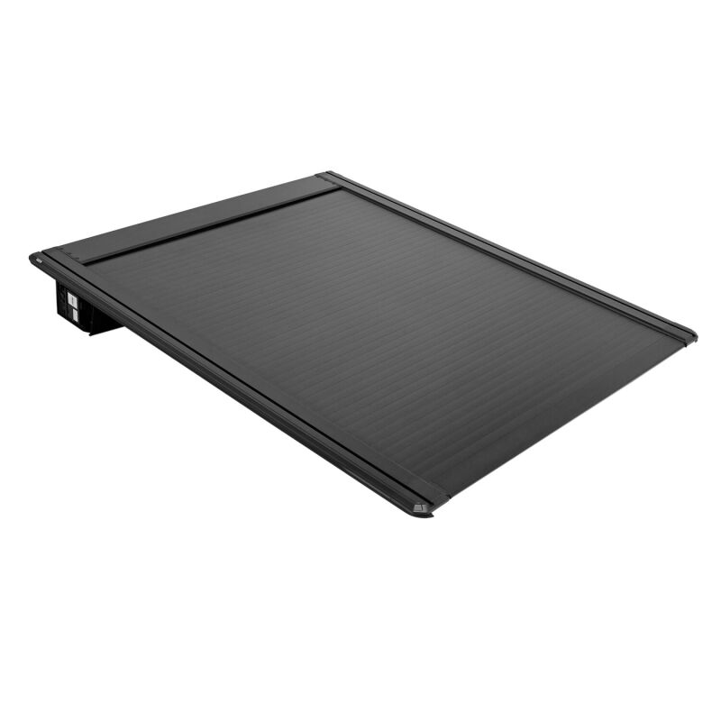 Westin retractable tonneau cover in black installed on a Ford F-250/F-350 SD with a 6.8ft bed, showcasing its sleek design.