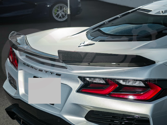 2023-Up CORVETTE C8 Z06 / E-RAY / ZR1 | Z06 FACTORY STYLE CARBON FIBER REAR SPOILER WING WITH 1.5 INCH EXTENDED WICKERBILL WINGLETS