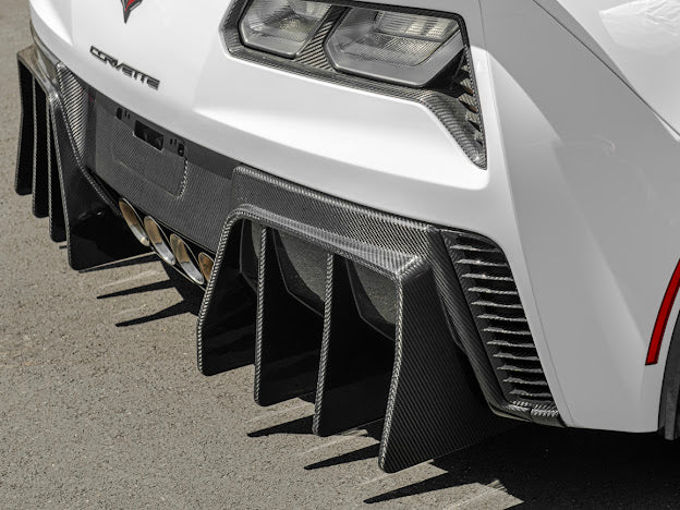 2014-2019 Corvette C7 Performance Track CARBON FIBER Rear Bumper Finned Diffuser