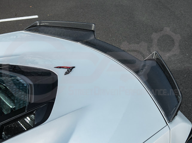 2023-Up CORVETTE C8 Z06 / E-RAY / ZR1 | Z06 FACTORY STYLE CARBON FIBER REAR SPOILER WING WITH 1.5 INCH EXTENDED WICKERBILL WINGLETS