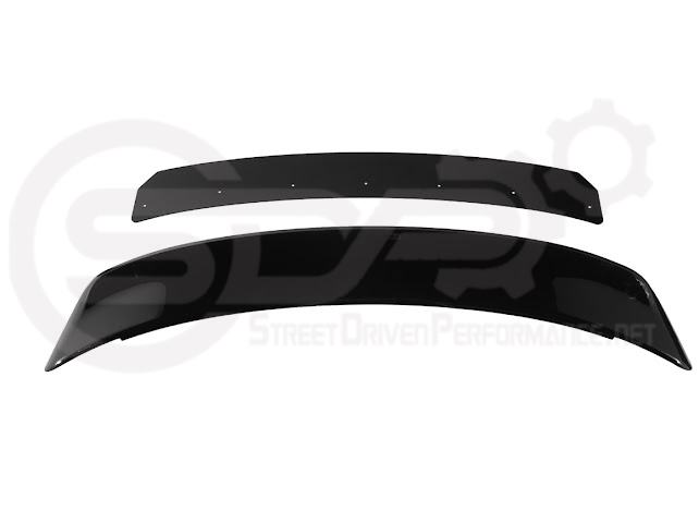 Dodge Charger SRT Hellcat Redeye style rear trunk wing spoiler in matte or gloss black with wickerbill detail on a car.