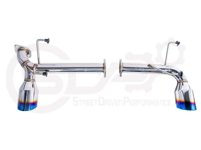 Street Driven Performance exhaust axle back for 2013-2021 Scion FRS, Subaru BRZ, Toyota 86 with chrome or burnt blue tips.