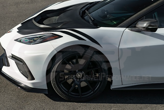 2020-PRESENT CHEVROLET CORVETTE C8 | ZR1 REPLICA STYLE  MATTE BLACK FRONT VENTED HOOD