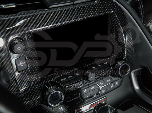 2014-2019 CHEVROLET CORVETTE C7 | FACTORY STYLE DRY CARBON FIBER CENTER INFOTAINMENT INSTRUMENT PANEL CLUSTER TRIM PLATE COVER OVERLAY