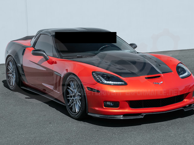 Set of four dry carbon fiber side mirror cap covers for 2005-2013 Chevy Corvette C6, tape-on installation, by Street Driven Performance