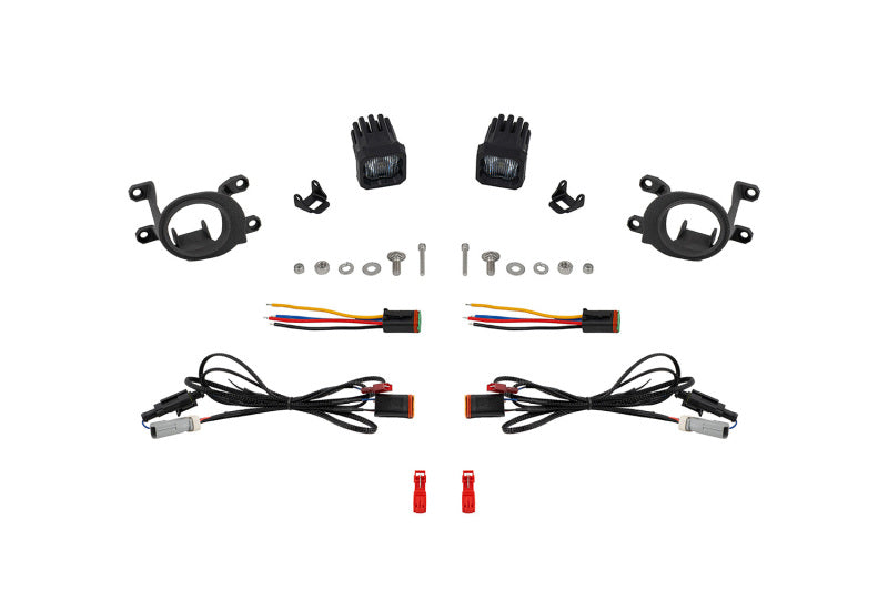 Diode Dynamics 23-24 Toyota GR Corolla SSC1 LED fog lights in white with SAE certification, showing the fog light assembly.
