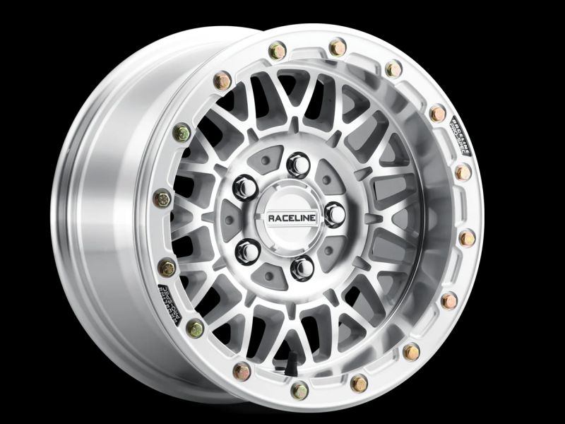 Raceline A15 Omega forged wheel, 15x8 inches, 5x114.3 bolt pattern, machined finish, 0mm offset, 68mm bore.