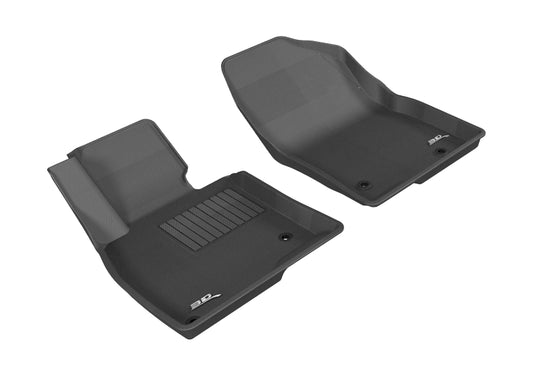 Black 3D MAXpider rubber floor mat for Mazda3 and Mazda6 2014-2019, designed for the first row to protect vehicle flooring.