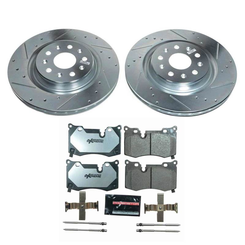 PowerStop rear Z26 Street brake kit for 2020-2021 Chevrolet Corvette, performance brake components with rotors and calipers.